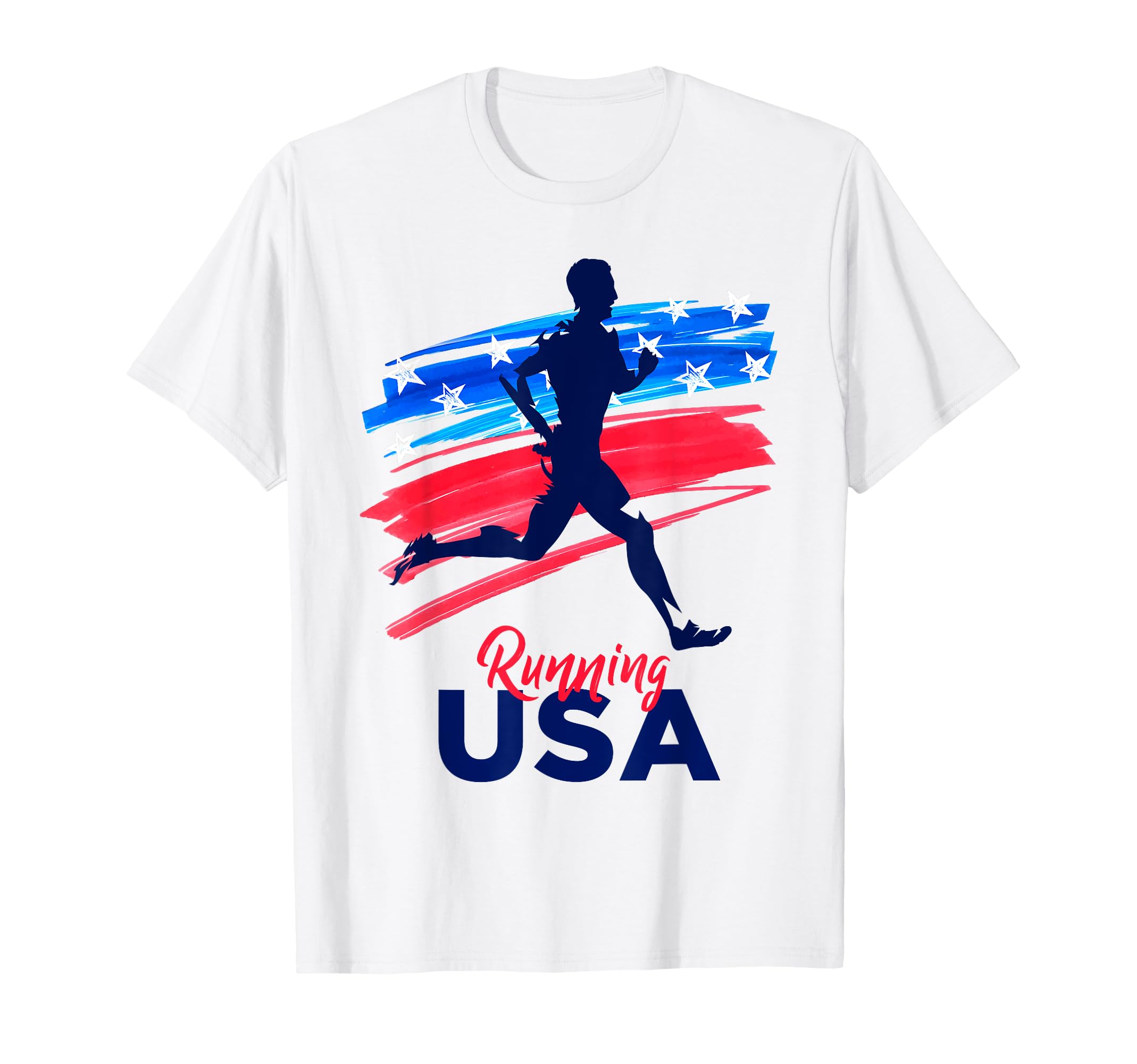 Mens Running USA Support the Team Shirt USA Flag Jogging T-Shirt