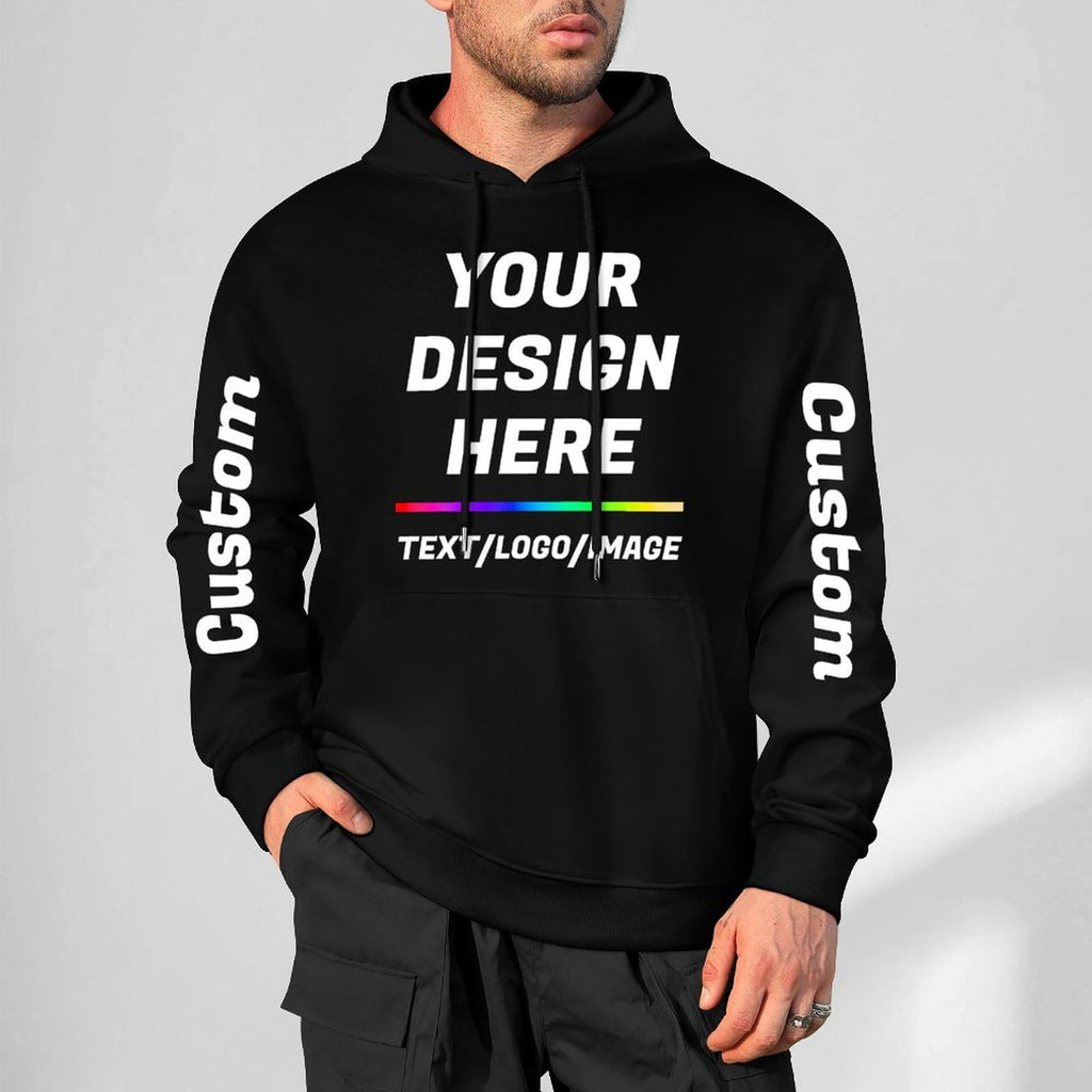 Custom Hoodie for Men Women, Customized Personalized Casual Cotton Hooded SweatshirtsGifts with Text Picture Logo for Family Friends Classmates Couple Outdoor Sport Wearing, black, S
