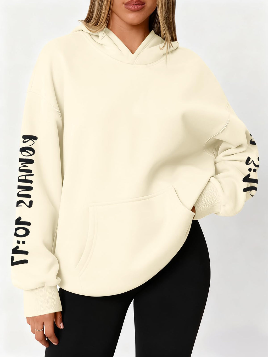 FASHGL Jesus Hoodies for Women Christian Sweatshirts Letter Graphic Faith Sweatshirt Christian Hoodie Long Sleeve Tops Apricot