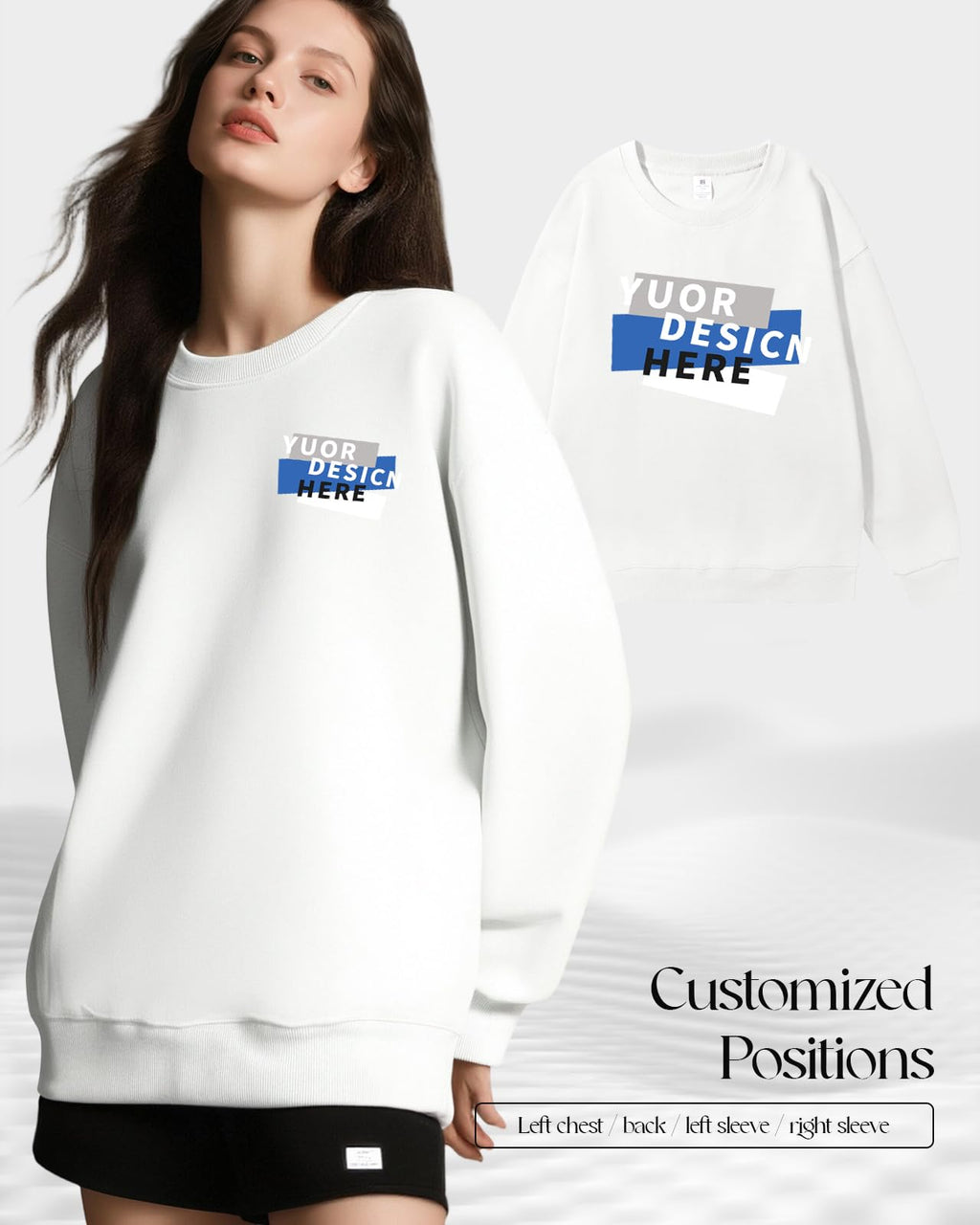Custom Sweatshirt for Women Men,Custom Crewneck Sweatshirt Embroidered/Printed, Personalized Sweatshirts with Your Logo sweater white