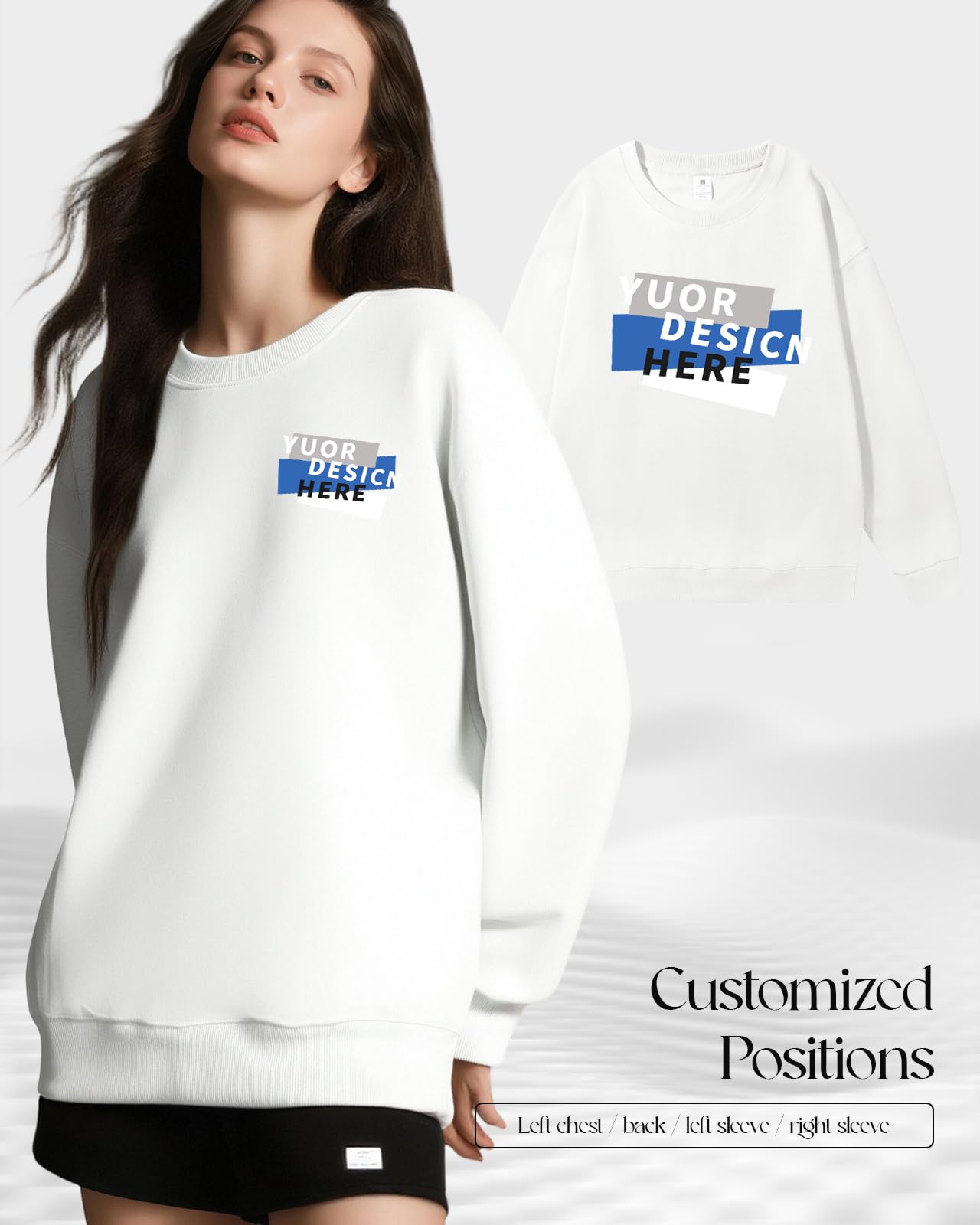 Custom Sweatshirt for Women Men,Custom Crewneck Sweatshirt Embroidered/Printed, Personalized Sweatshirts with Your Logo sweater white