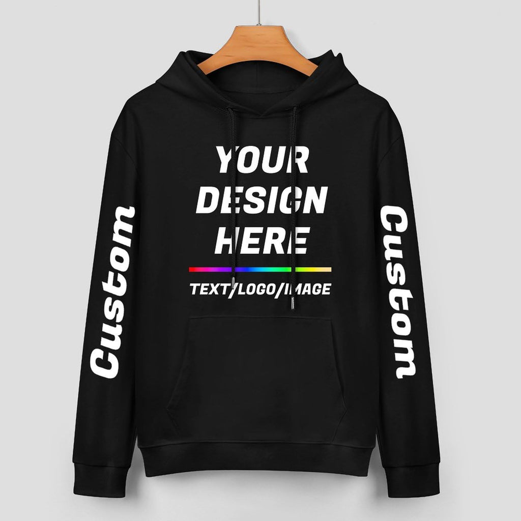 Custom Hoodie for Men Women, Customized Personalized Casual Cotton Hooded SweatshirtsGifts with Text Picture Logo for Family Friends Classmates Couple Outdoor Sport Wearing, black, S