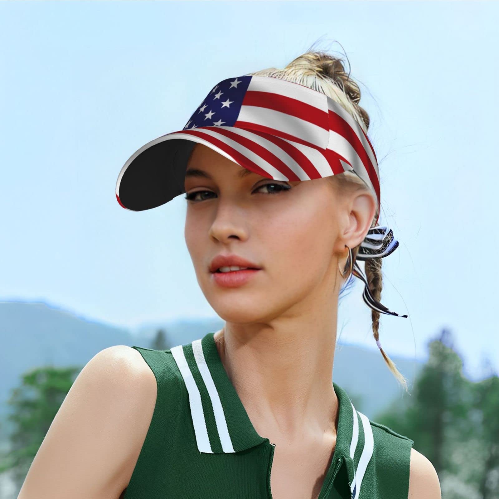 Cute Funny USA Flag Hat Women Men Adjustable Flag Sport Sun Visor Hat Summer Fashion Sun Cap Beach Flag Hat