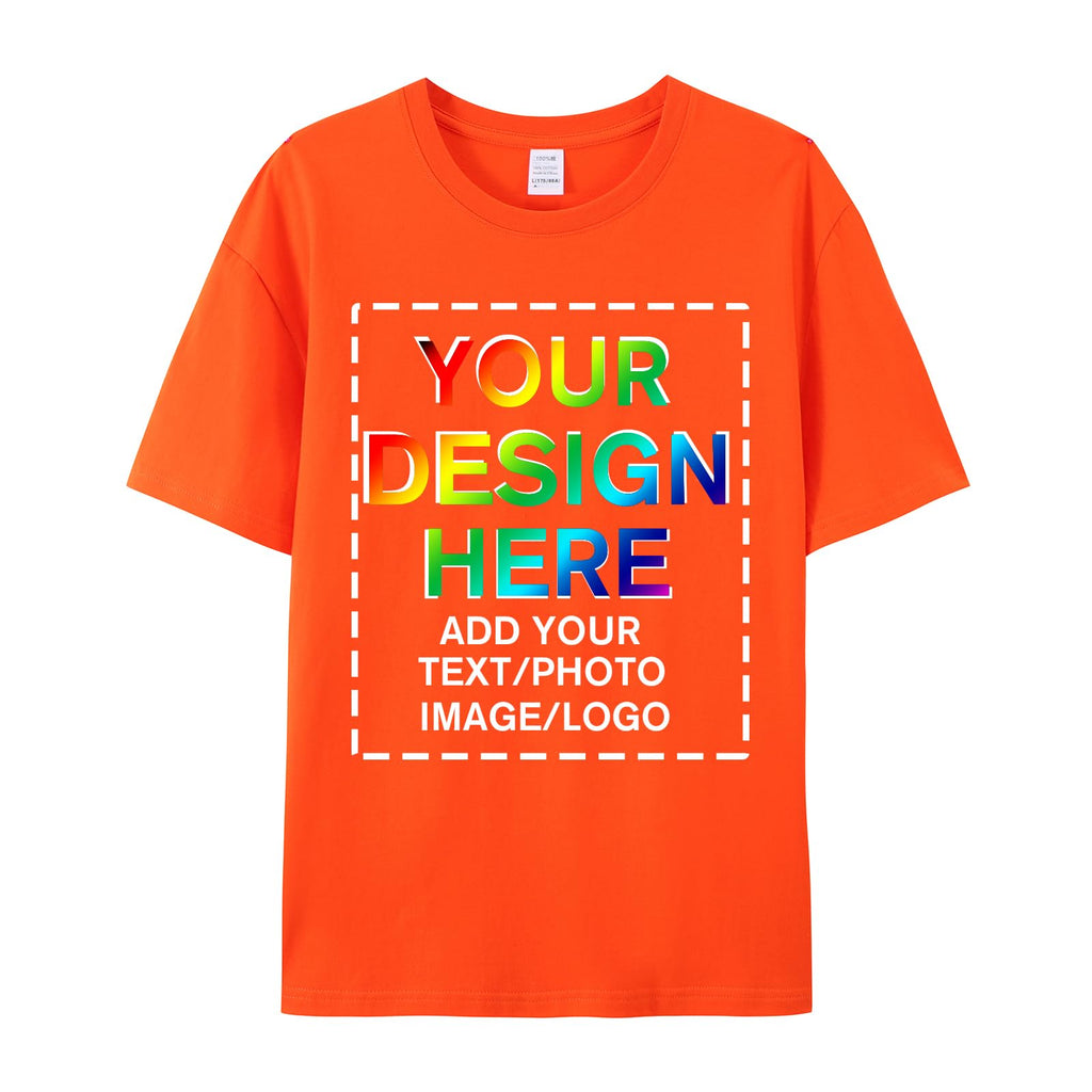 Custom Your Own Shirts with Photo Text & Logo - Personalized Tee Shirt for Men Women & Kids - Custom Personalized T Shirt Orange