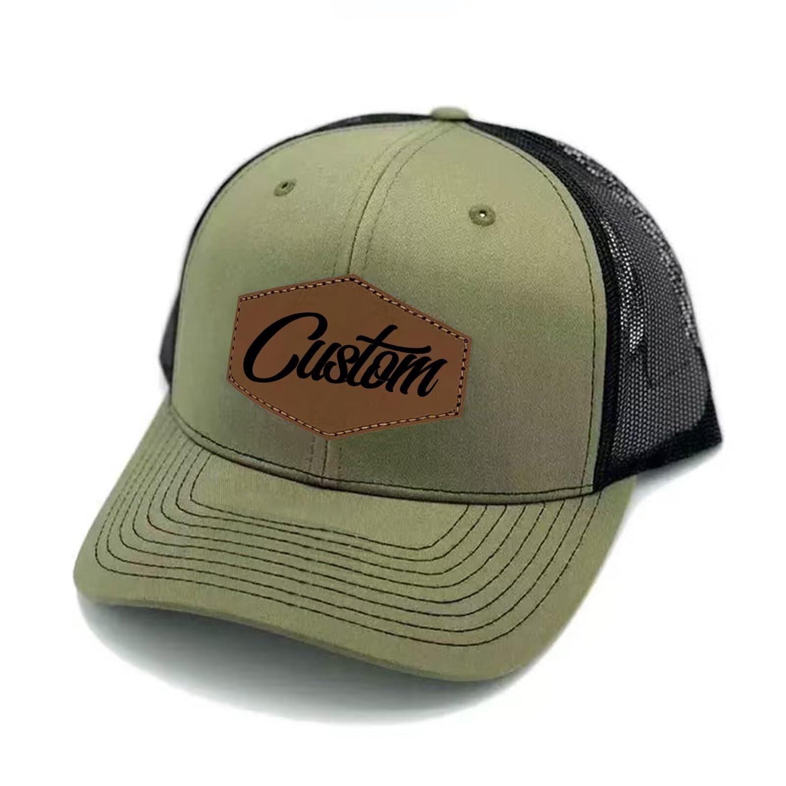 Custom Trucker Hat Personalized Leather Label Hats Custom Adjustable Hats for Men & Women Black