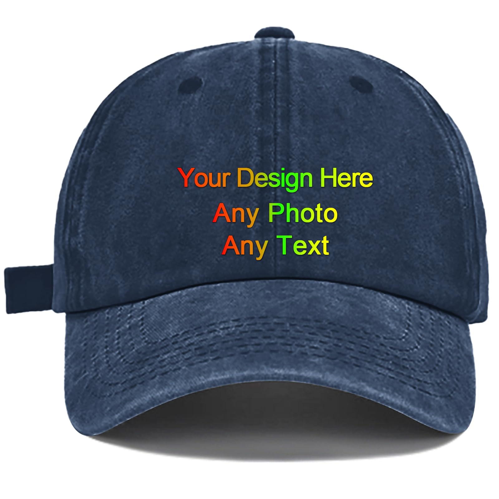 Custom Baseball Cap for Men & Women - Custom Hat Design Your Own Logo with Text, Personalized Trucker/Snapback/Dad Hat in Cotton for Golf, Outdoor, Gifts Dark Blue
