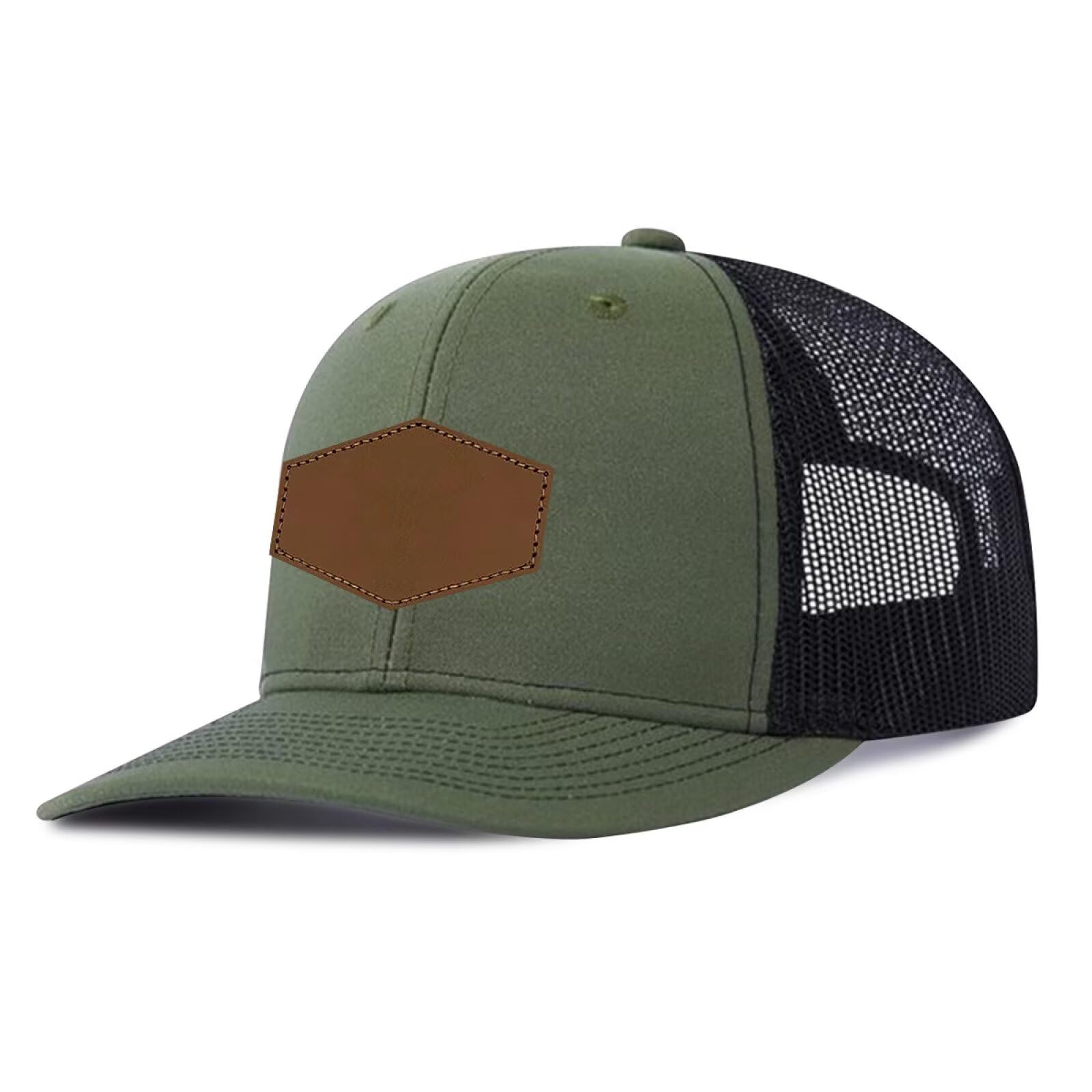 Custom Trucker Hat Personalized Leather Label Hats Custom Adjustable Hats for Men & Women Black