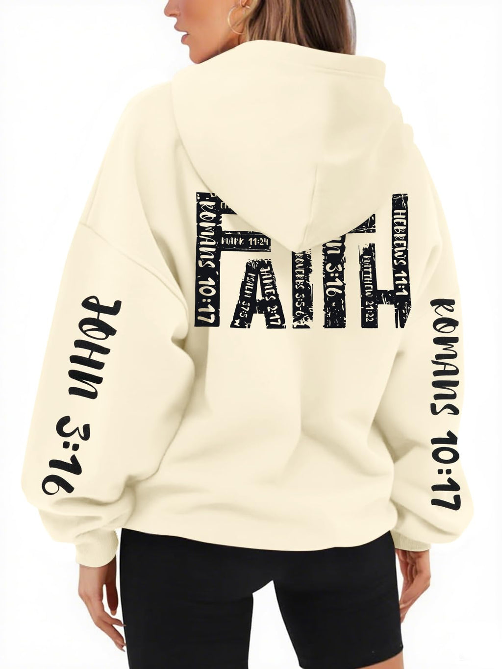 FASHGL Jesus Hoodies for Women Christian Sweatshirts Letter Graphic Faith Sweatshirt Christian Hoodie Long Sleeve Tops Apricot
