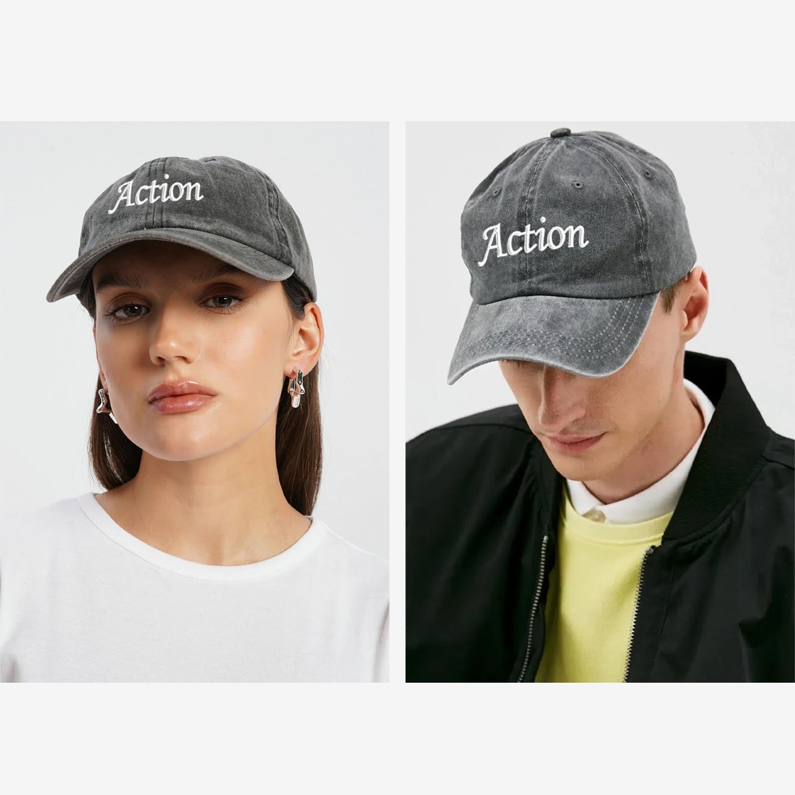 Reuhen Custom Baseball Cap with Embroidery Text Logo and Print Photo,Image, Personalized Adjustable Classic Washed Vintage Trucker Caps