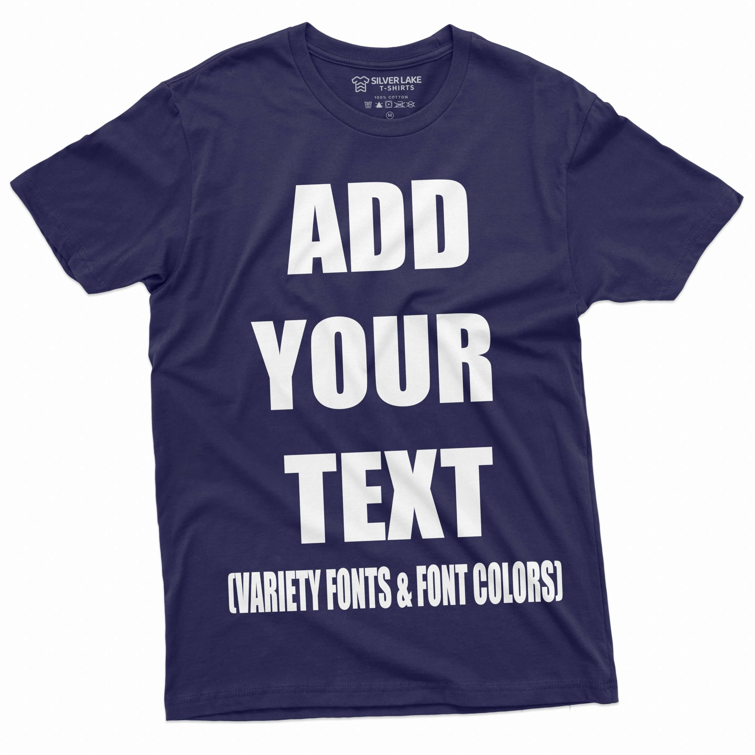 Add Your Text Custom T-Shirt Men's Customizable Tee Personlized Tshirt (Large Navy Blue)