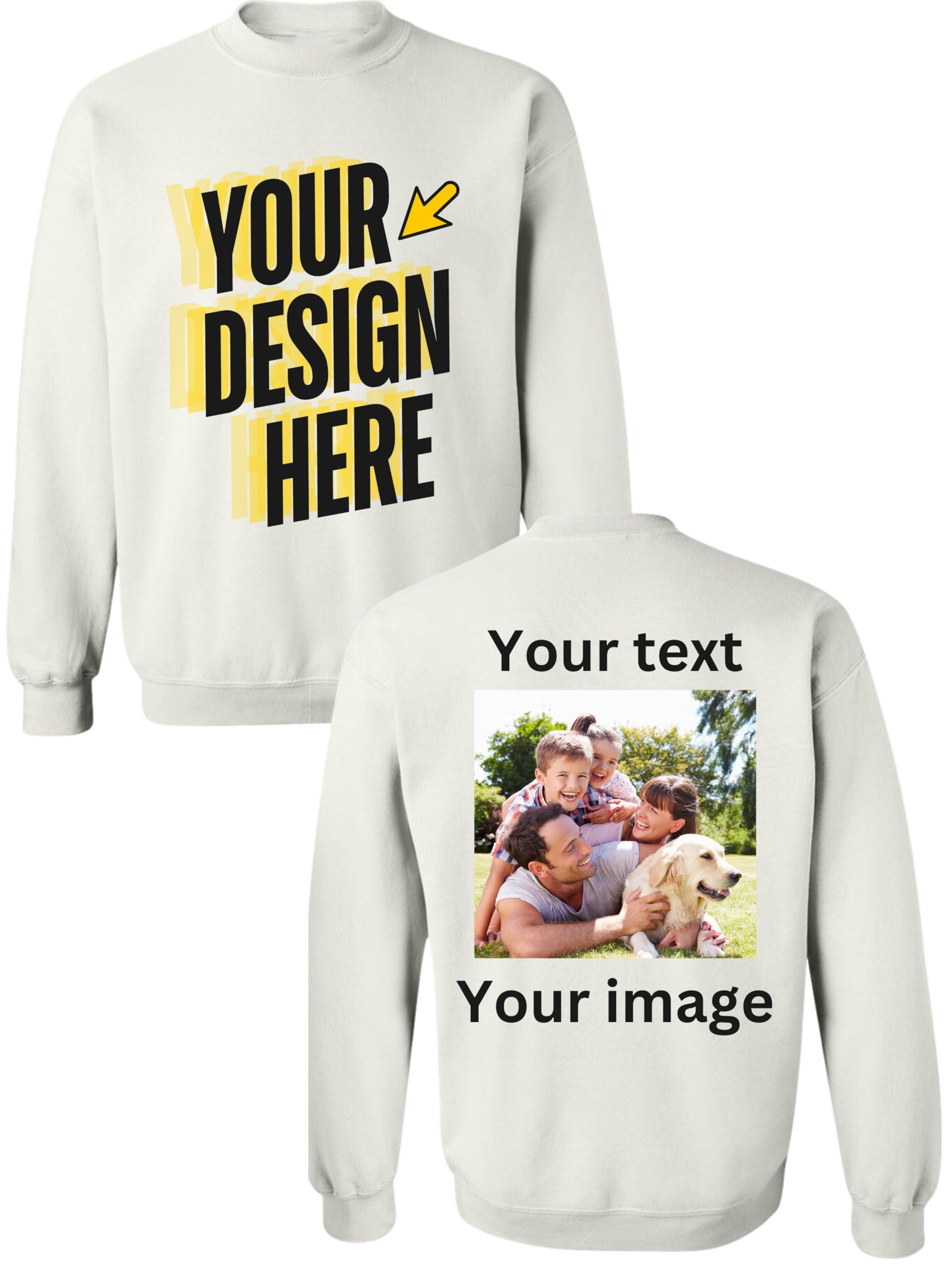 Printson Custom Sweatshirt for Women & Men | Personalized Gifts for Mom, Dad, Boyfriend, Girlfriend | Customized Matching Couple Sweaters | Front & Back Printed with Text, Photo, Design Options