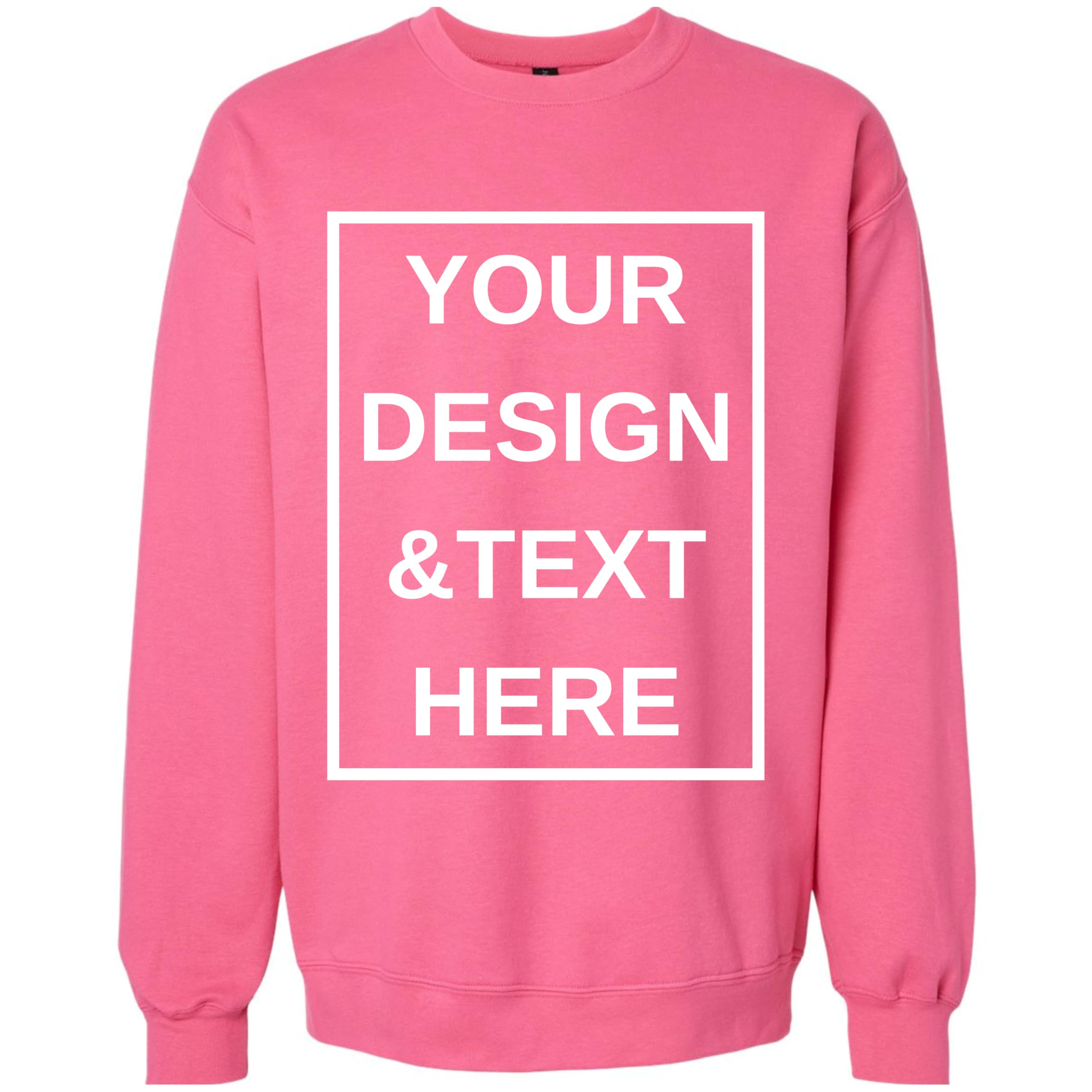 PuffinCraft Custom Sweatshirt For Unisex Men Women Youth Toddler Print Your Own Text, Image, Logo or Design on Front & Back Personalized Sweatshirt Unisex Pink Large