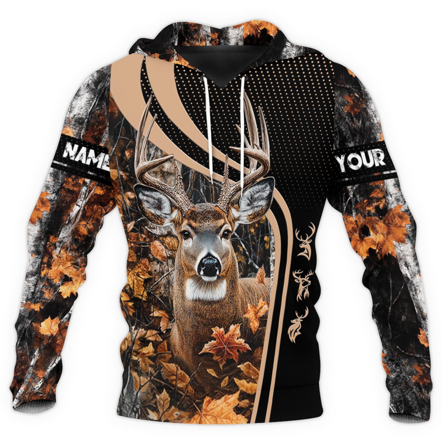 Mens Deer Hunting Hoodies 3D, Custom Hunting Camo Hoodie Animal 3D Printed Sweatshirt Pullover for Hunting Lovers (US, Alpha, Small, Regular, Regular, 1, DEER-DS09)