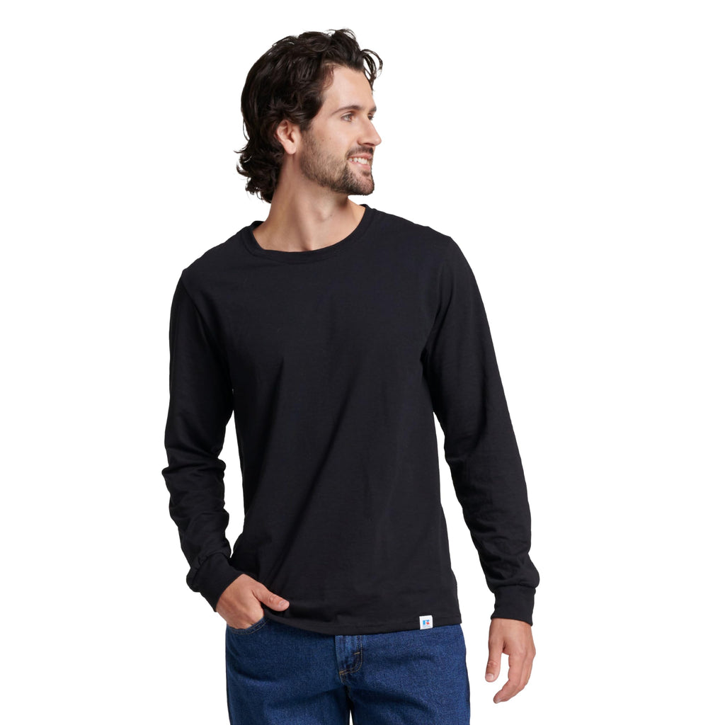 Russell Athletic Mens Cotton Performance Long Sleeve T-Shirts T Shirt, Black, Large US
