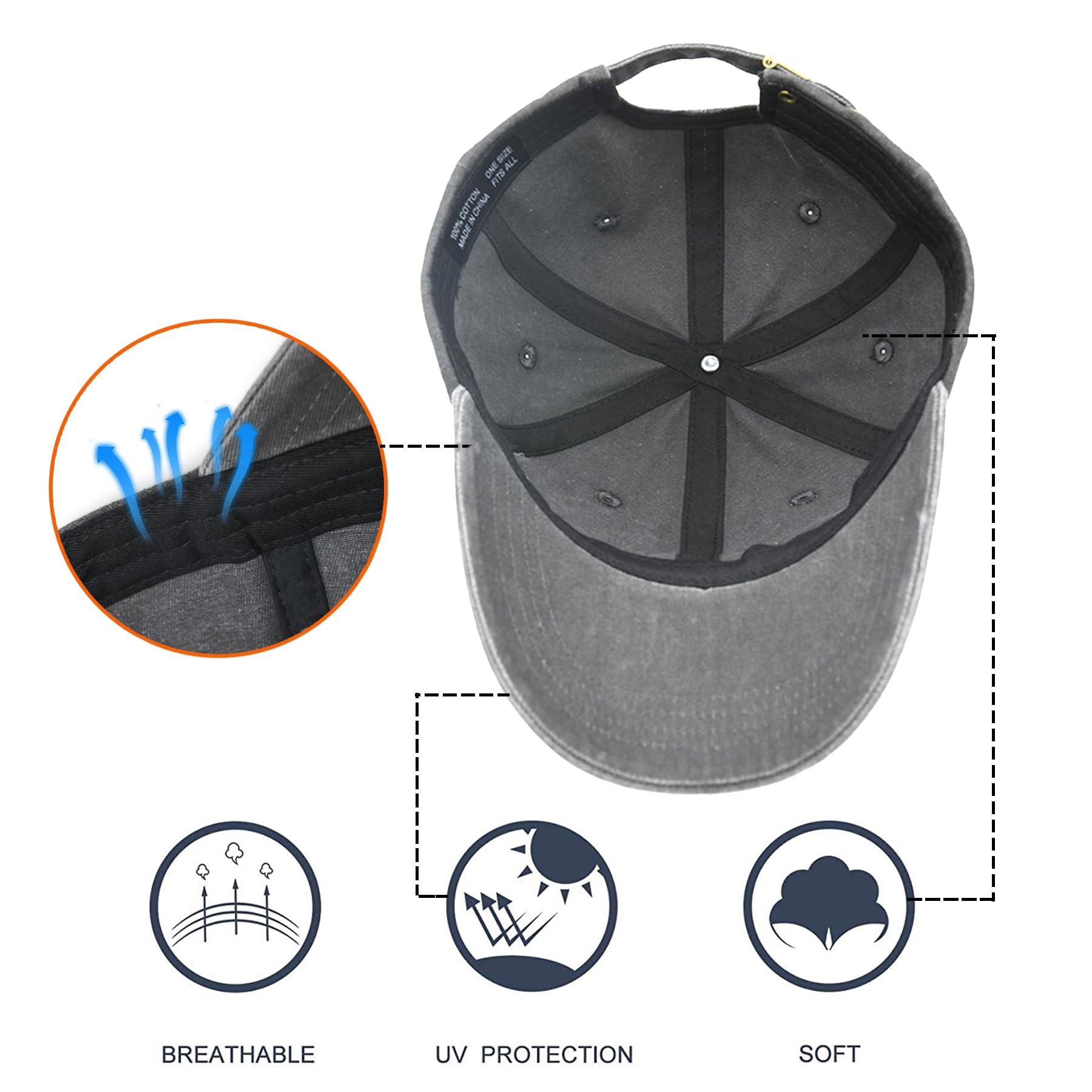 Christian Hat for Men & Women, Embroidered Cross Jesus Hat, Christians Baseball Cap Religious Faith Gifts Grey