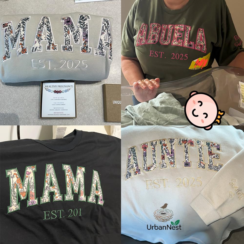 Custom Embroidery Applique Sweatshirt With Multiple Fabric Patterns, Custom Embroidered Sweatshirt, Personalized Sweater for Women, Personalized Crewneck Floral, Pullover, Birthday, Christmas