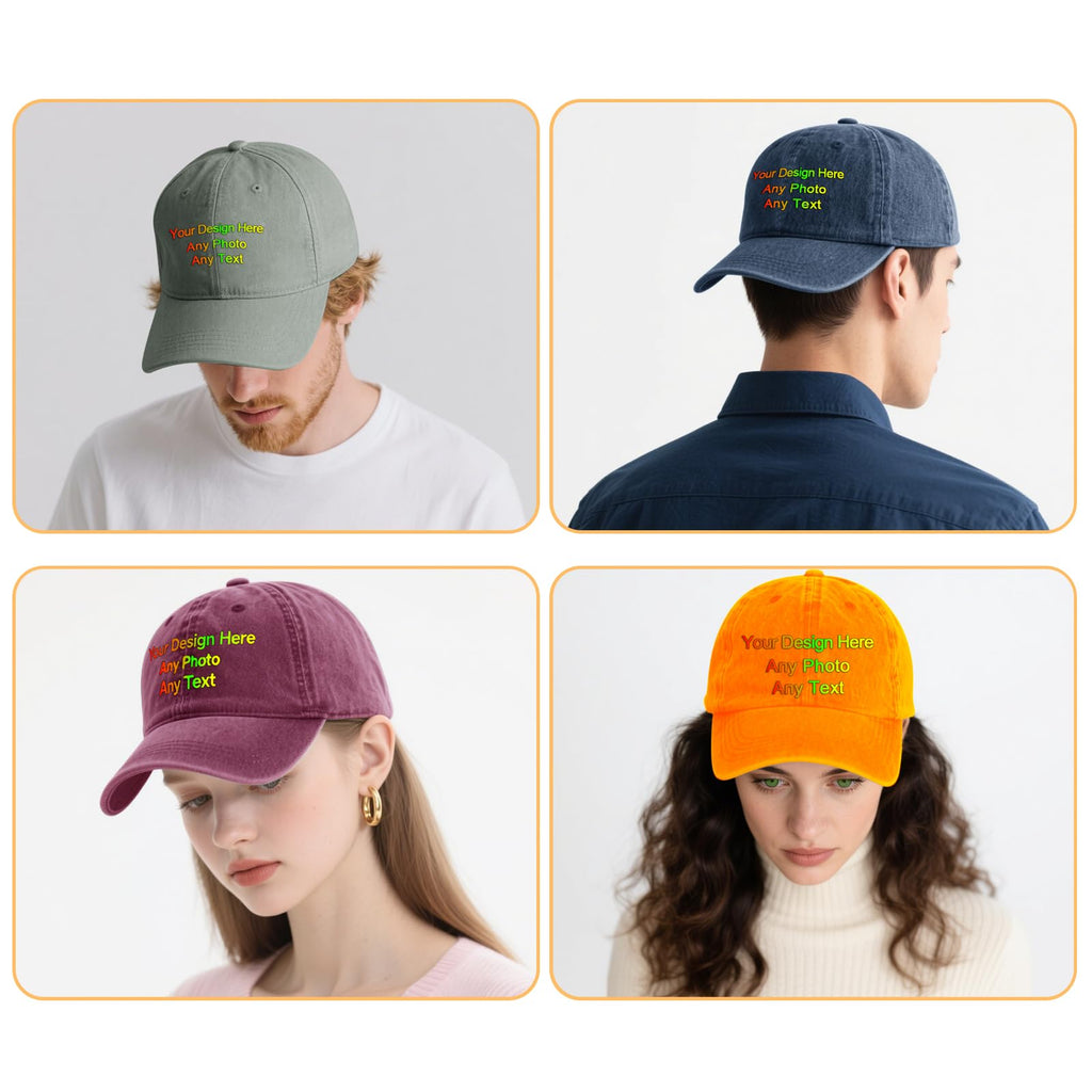 Custom Baseball Cap for Men & Women - Custom Hat Design Your Own Logo with Text, Personalized Trucker/Snapback/Dad Hat in Cotton for Golf, Outdoor, Gifts Dark Blue