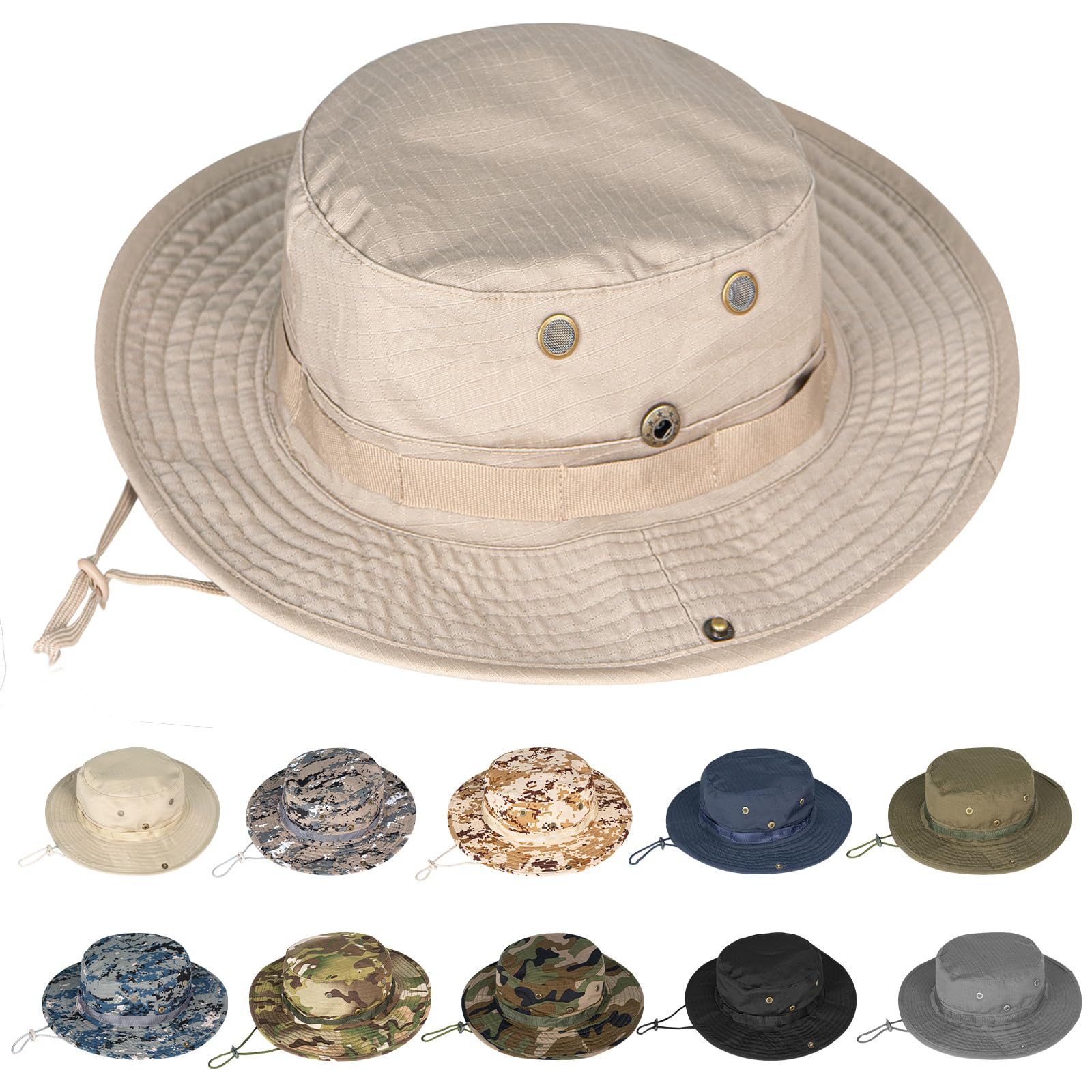 Rosoz Sun Hats for Men Women Boonie Hat UPF 50+ Bucket Hat Wide Brim UV Protection Fishing Hiking Safari Outdoor Hats
