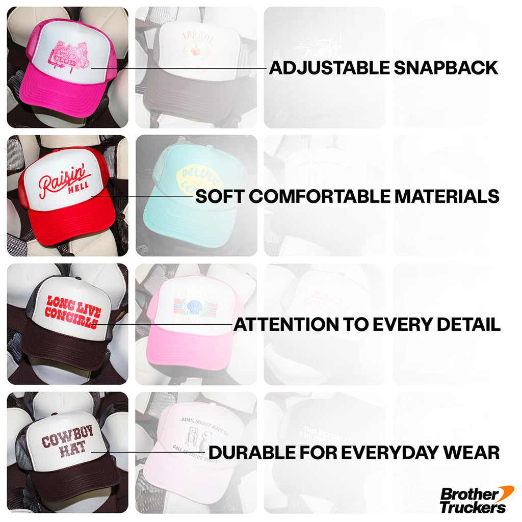 Design Your Own Custom Serif Text Vintage Trucker Hat | Upload Your Word | Premium Snapback Baseball Hat for Men & Women Multi