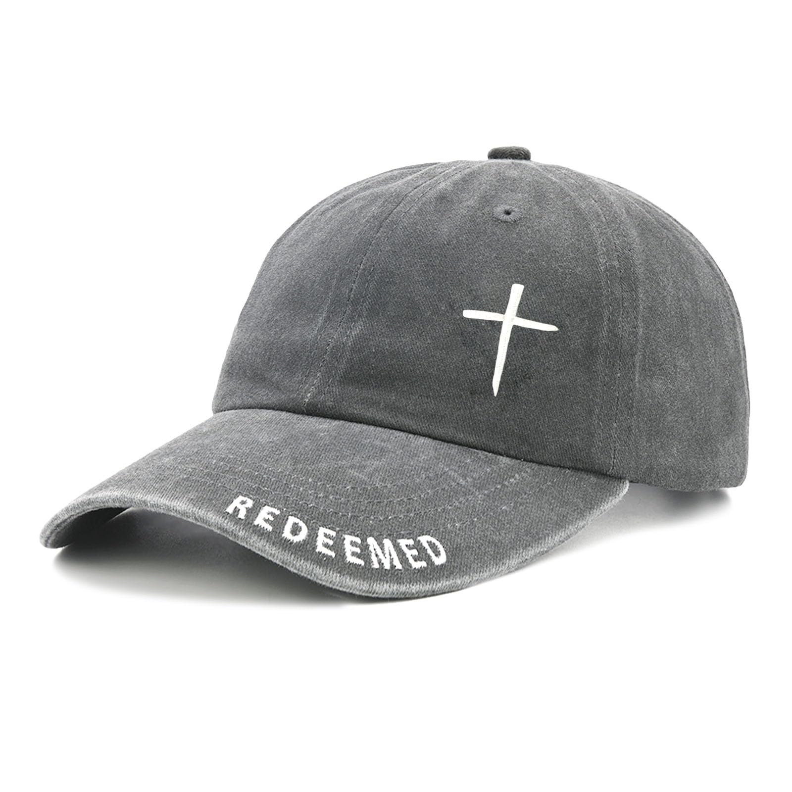 Christian Hat for Men & Women, Embroidered Cross Jesus Hat, Christians Baseball Cap Religious Faith Gifts Grey