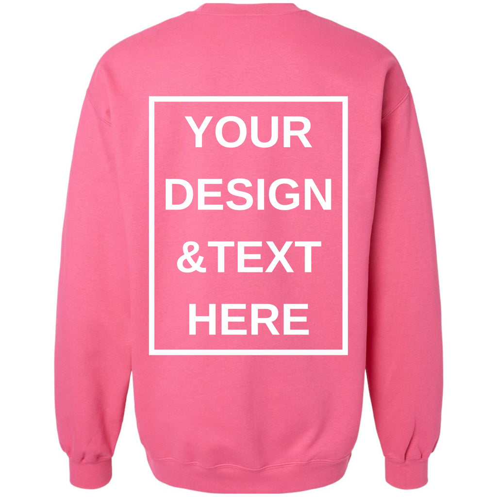 PuffinCraft Custom Sweatshirt For Unisex Men Women Youth Toddler Print Your Own Text, Image, Logo or Design on Front & Back Personalized Sweatshirt Unisex Pink Large