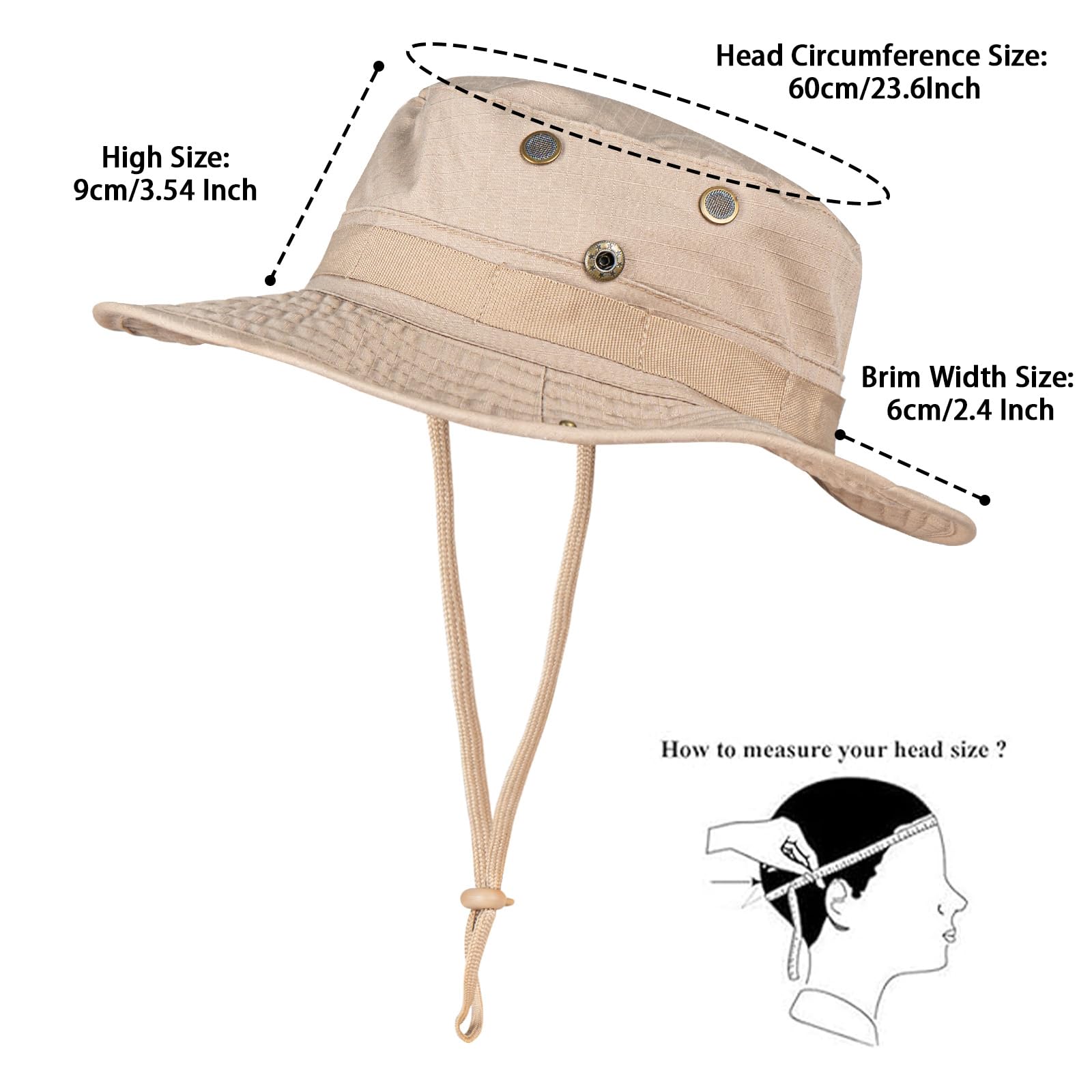 Rosoz Sun Hats for Men Women Boonie Hat UPF 50+ Bucket Hat Wide Brim UV Protection Fishing Hiking Safari Outdoor Hats