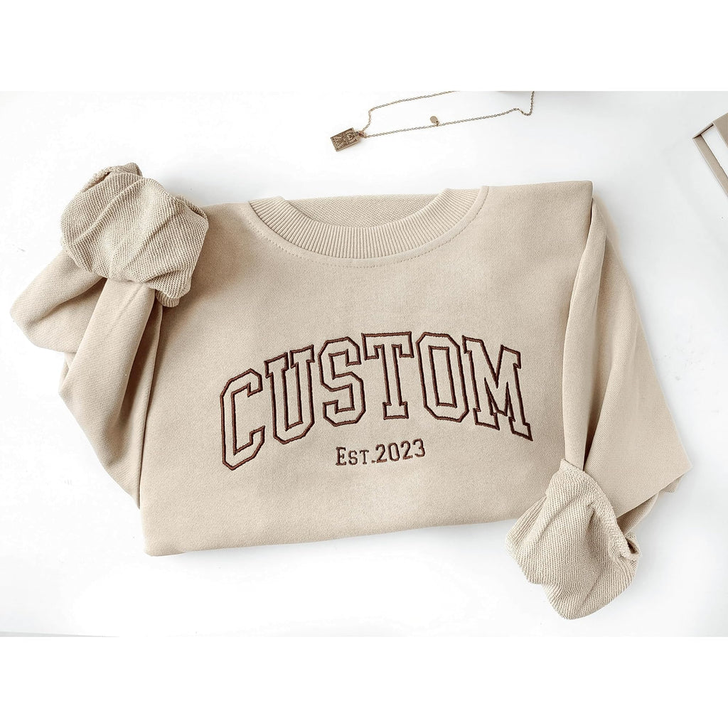 LullabyMall Custom Embroidered Hoodie Design Your Own, Personalized Hoodie For Everyone, Customize Text On Sleeve, Add Your Own Custom Text, Personalized Embroidery Motherday Gifts