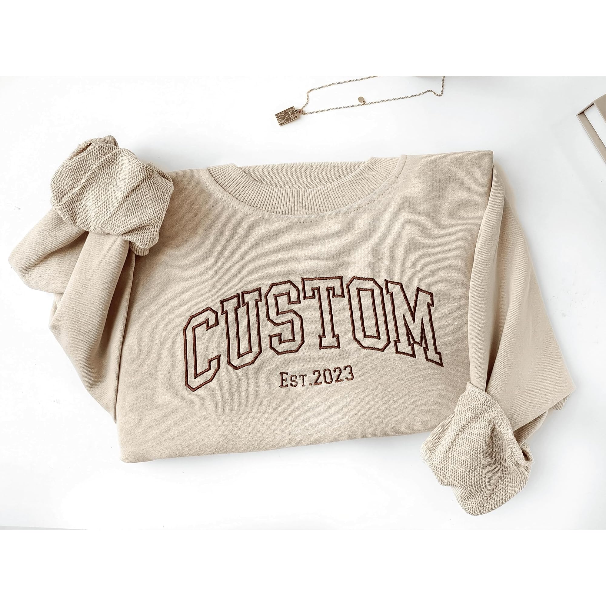 LullabyMall Custom Embroidered Hoodie Design Your Own, Personalized Hoodie For Everyone, Customize Text On Sleeve, Add Your Own Custom Text, Personalized Embroidery Motherday Gifts