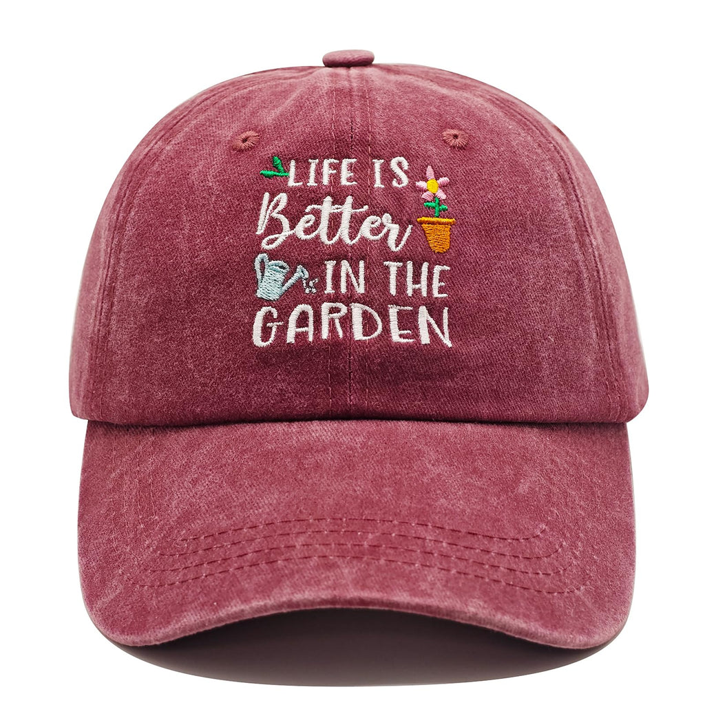 Adjustable Washed Cotton Embroidered Baseball Cap - Unique Gardening Gift for Women, Mothers Day, Wife, Mom, Grandma - Gardening Accessories