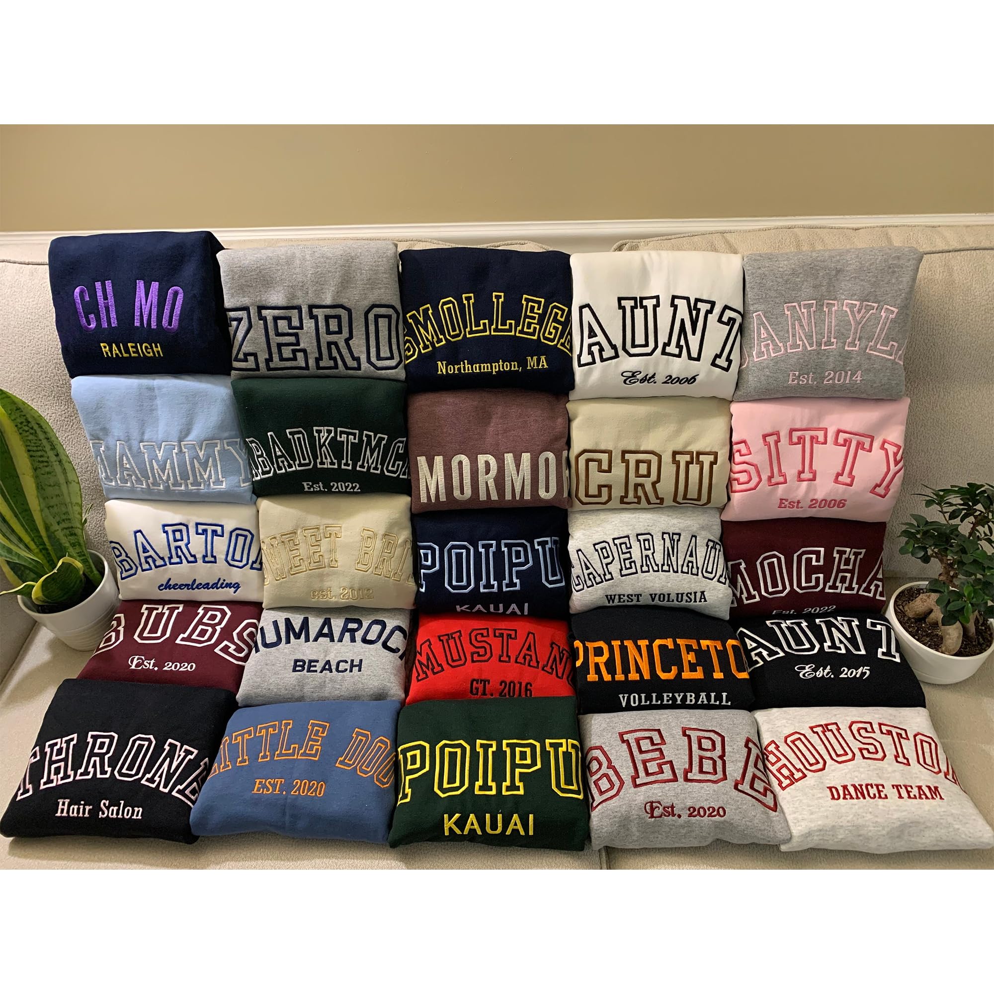 LullabyMall Custom Embroidered Hoodie Design Your Own, Personalized Hoodie For Everyone, Customize Text On Sleeve, Add Your Own Custom Text, Personalized Embroidery Motherday Gifts