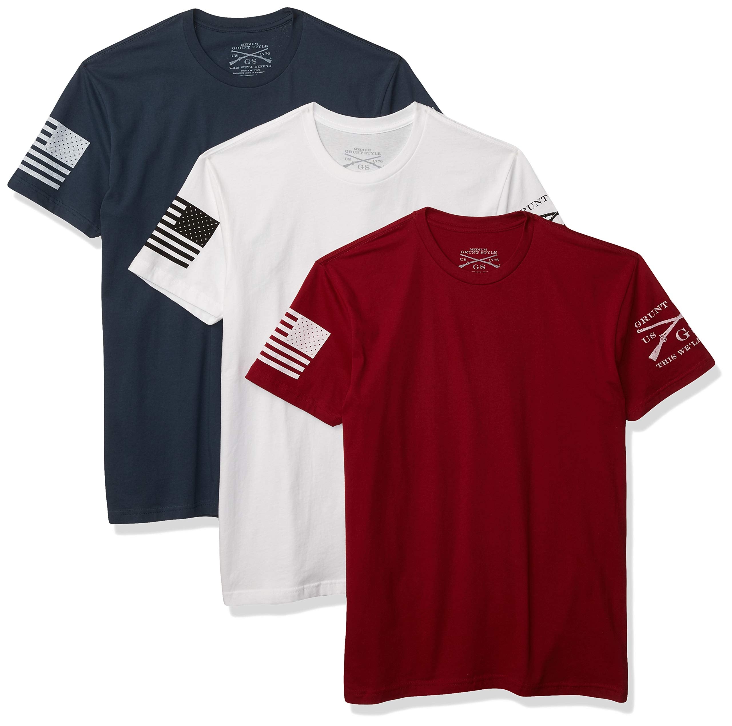 Grunt Style Patriot Pack 3-Pack Men's T-Shirts (Large)