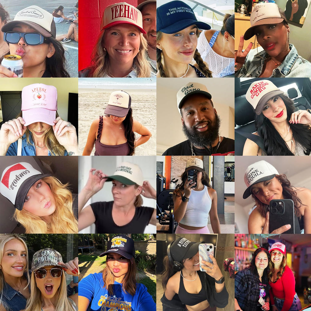 Design Your Own Custom Serif Text Vintage Trucker Hat | Upload Your Word | Premium Snapback Baseball Hat for Men & Women Multi