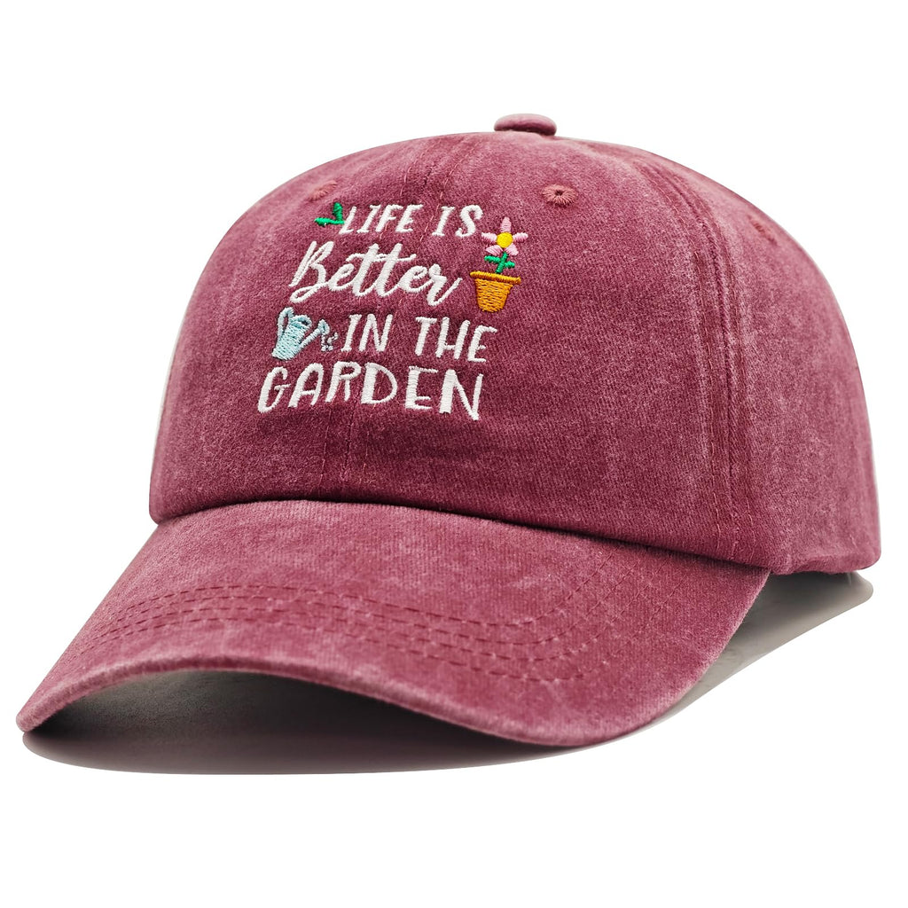 Adjustable Washed Cotton Embroidered Baseball Cap - Unique Gardening Gift for Women, Mothers Day, Wife, Mom, Grandma - Gardening Accessories
