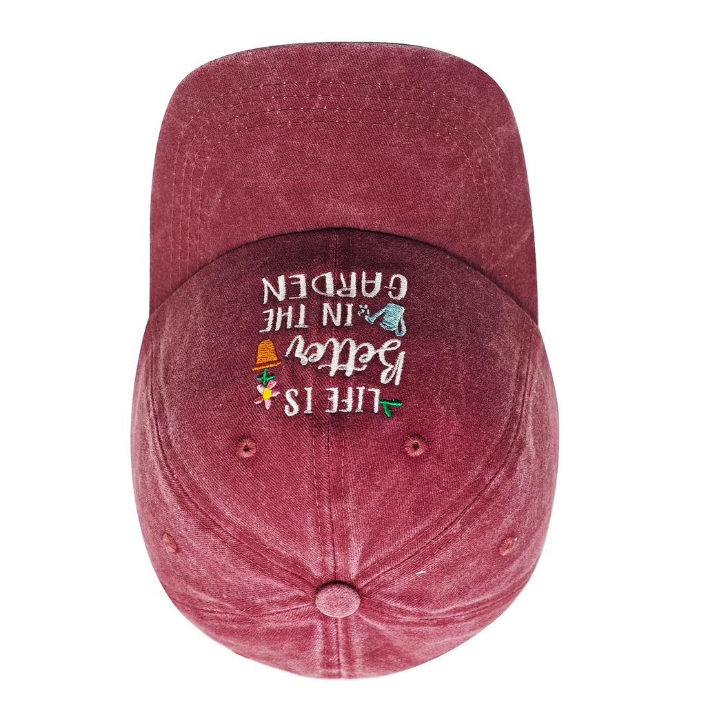 Adjustable Washed Cotton Embroidered Baseball Cap - Unique Gardening Gift for Women, Mothers Day, Wife, Mom, Grandma - Gardening Accessories
