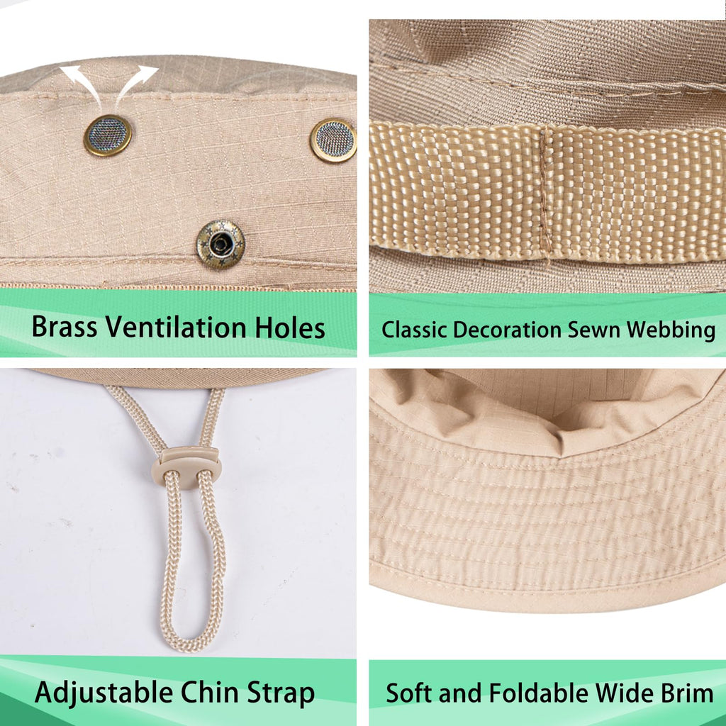 Rosoz Sun Hats for Men Women Boonie Hat UPF 50+ Bucket Hat Wide Brim UV Protection Fishing Hiking Safari Outdoor Hats