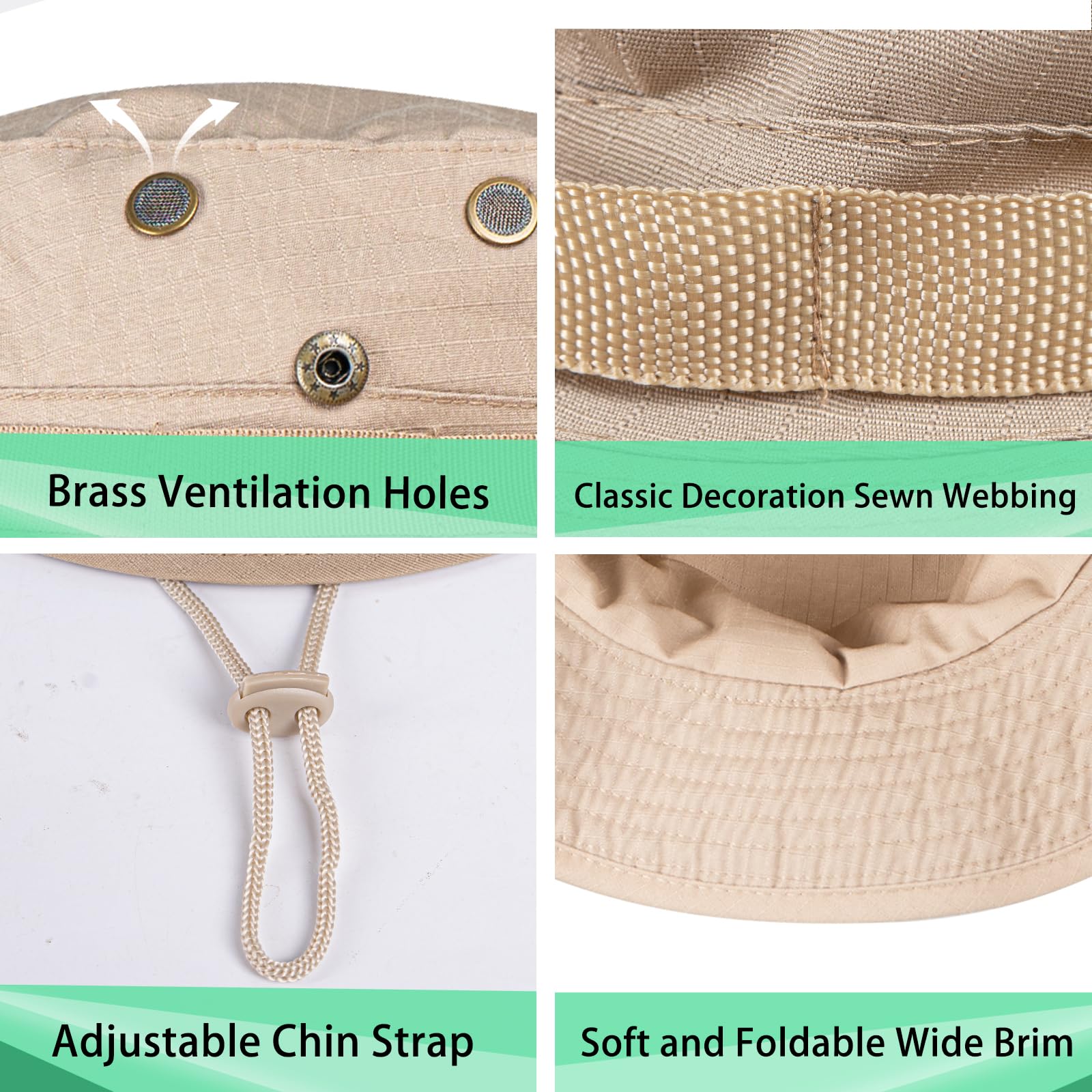 Rosoz Sun Hats for Men Women Boonie Hat UPF 50+ Bucket Hat Wide Brim UV Protection Fishing Hiking Safari Outdoor Hats