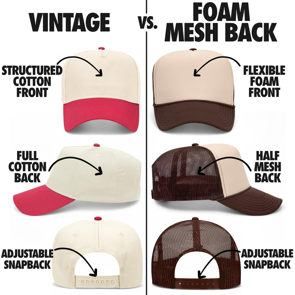 Design Your Own Custom Serif Text Vintage Trucker Hat | Upload Your Word | Premium Snapback Baseball Hat for Men & Women Multi